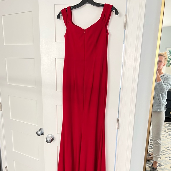 Aqua Formal Red Dress- size 4 off the shoulder - Picture 8 of 11